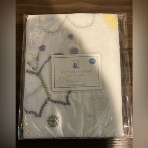 NIP Pottery Barn Kids White Sheer Panel with Lavender and Light Green Embroidery